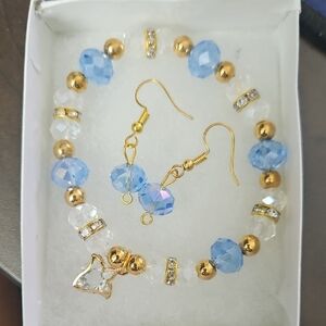 Elegant Gold and Blue Jewelry Set
